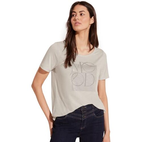 Street One T-shirt met woorden, Smooth Sand Beige, 34