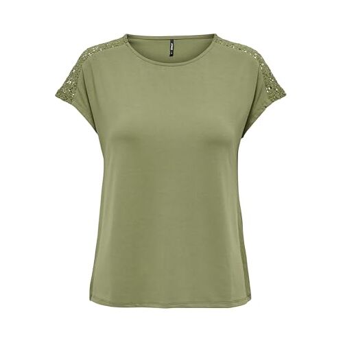 ONLY Dames ONLTHEA S/S LACE Mix TOP JRS T-shirt, Martini Olive, XS, martini olijf, XS