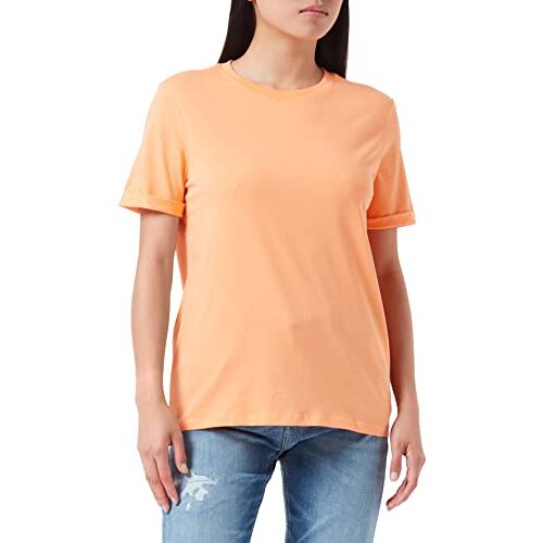 PIECES T-Shirt dames Pcria Ss Fold Up Solid Tee Noos Bc , Cantaloupe , XS