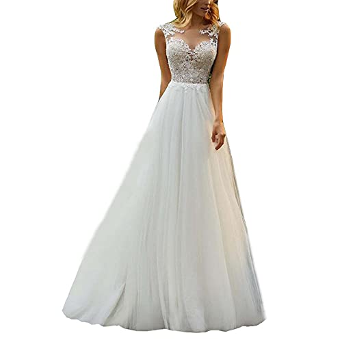 yhfshop Bal avondjurken, dubbele schouder ronde hals trouwjurk, prom party dress-off white_36, elegante balavondjurken voor dames