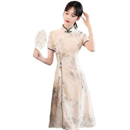 SWEPER Chinese Damesjurk Zomer Chiffon Chinese Traditionele Cheongsam Avondkleding Qipao Jurk Moderne Kleding, Stijl A, Xxl