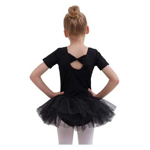 Tancefair Balletkleding meisjes balletjurk katoen balletshirt korte mouwen balletpak dansjurk dansbody met rok tutu