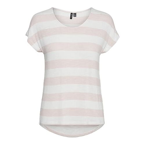 Vero Moda Dames VMWIDE Stripe S/L GA JRS NOOS Top, Sepia Rose/Stripes: Snow White, M, Sepia Rose/Stripes: Sneeuwwit, M