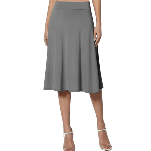 Generic Rokken wijd uitlopende hoge taille effen midi-lengte A-lijn hoge taille rokken lange rokken voor herfst casual voor vrouwen zomer maxi rok gewaad herfst maxi rokken schattige rokken lange maxi rokken,