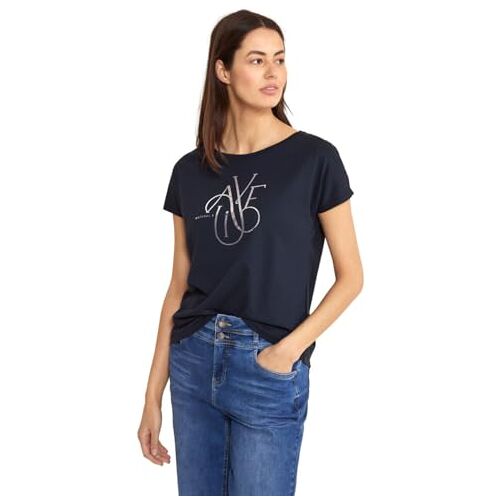 Street One T-shirt met woorden, blauw (deep blue), 34