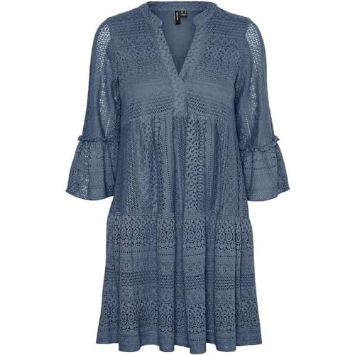 Vero Moda Dames VMHONEY LACE 3/4 V-hals Tunic WVN Top, China Blue, XS, China blue, XS