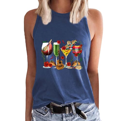 Generic Dames meisjes mode tank tops blouse shirt dames mode casual brief print tops en vesten 3XL crop top, Blauw, L