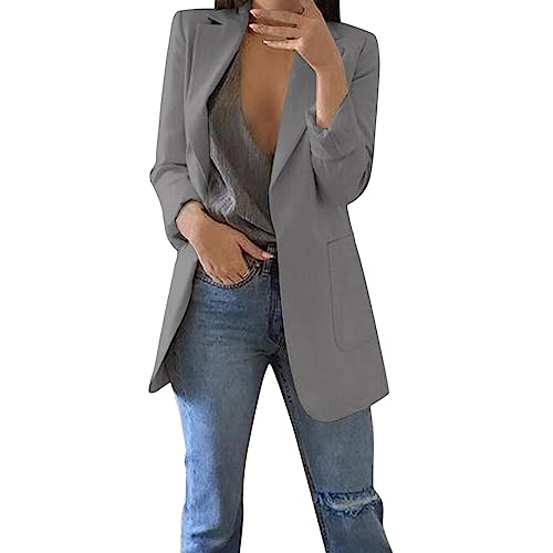 TDEOK Oversize blazer dames zwart dames blazer sportieve lange blazer blazer jas lange blazer getailleerde zomerblazer lange klederdrachtblazer sweatblazer katoen casual sweatblazer business,