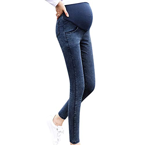 FGUUTYM Elastische jeans met elastische zwangerschapsbroek, zwangerschapsbroek, dunne zwangerschapsbroek, damesbroek, zwart, elegant, blauw, XXL