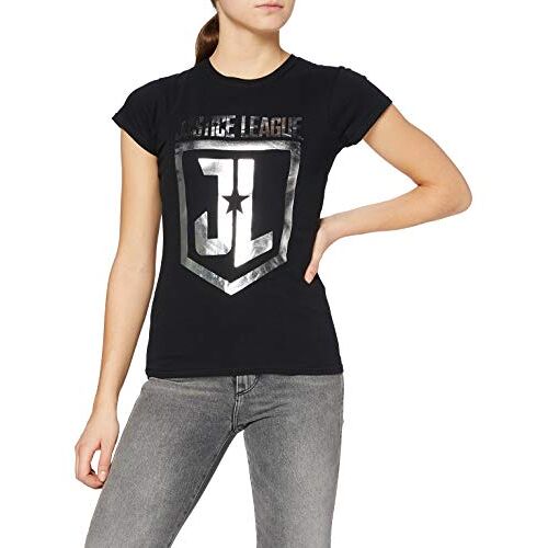 JUSTICE LEAGUE CID Dames  filmfolie logo T-shirt, Zwart, L