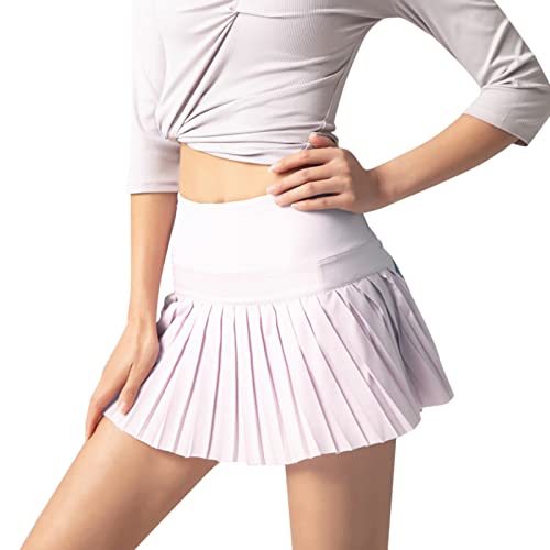 Générique 2024 AI Dames Hoge Taille Running Rokken Geplooide Sport Rokken Zakken Broek Rokken Mini Sexy Leren Rok, Roze, S