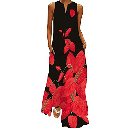 WINKEEY Dames maxi-jurk vlinder bloemenprint V-hals oversized zomer elegante jurken, saffloer XL