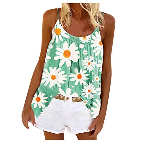 IQYU Mouwloze dames zomertops met ronde hals vrouwen vest elastische tanks tops zomer tanktop casual mouwloos vrije tijd blouse klassieke tanktops zacht vest party damesvesten trendy T-shirt, groen, 4XL