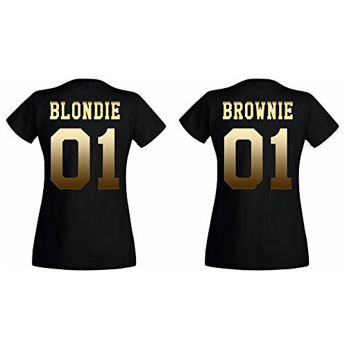 TRVPPY BFF dames t-shirt Blondie & Brownie in vele verschillende kleuren, Brownie goud-zwart, XXL