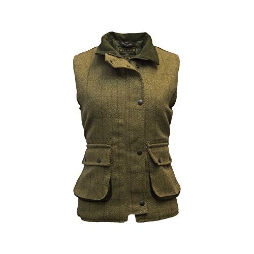 Walker and Hawkes Derby vest voor dames schieten/jagen/country tweed Licht sage EU 48 (UK 20)