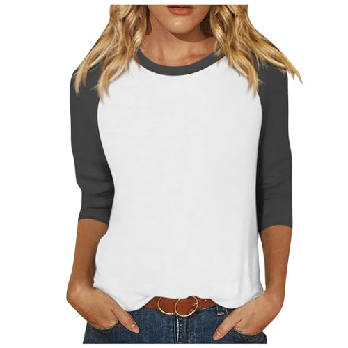 Generic Ronde hals blouses voor vrouwen mode 2024 raglan mouw 3/4 mouw zomer T-shirts voor vrouwen casual effen kleur basic uitgaan tops workout tops voor vrouwen T-shirts vrouwen blouses tunieken,