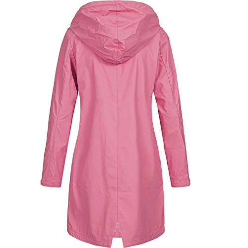 Generic 2024 AI-jas dames effen overjas hoodie winddicht regen buiten lange damesjas jassen onder de 30 vrouwen, roze, XXL