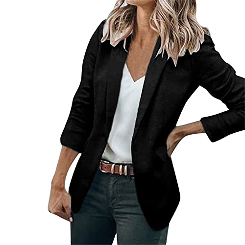 TDEOK Lichte zomerblazer voor dames, zomerblazer voor dames, licht lang, zakelijke blazer, jas, modern, elegant, lange blazer, lichte klederdrachtblazer, lange blazer, sportieve sweatblazer, getailleerde