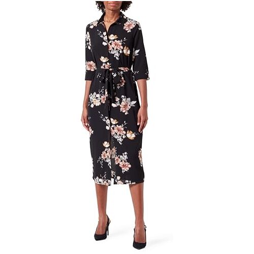 ONLY Maxi-jurk voor dames, Zwart/Aop: romantische bloem, 46