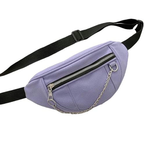 Gyios sling bag Fanny Pack For Women Women Chain Waist Bag Ladies Canvas Fanny Pack Travel Money Phone Chest Bag Female Bum Belt Bags-purple