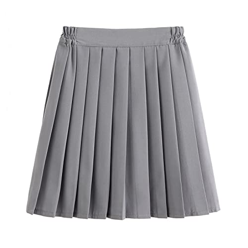 Generic Tulerok kort zwart vrouwen fashion-rok school effen plooirok academische stijl rok sexy-persoonlijkheid schoolrok, grijs, 3XL