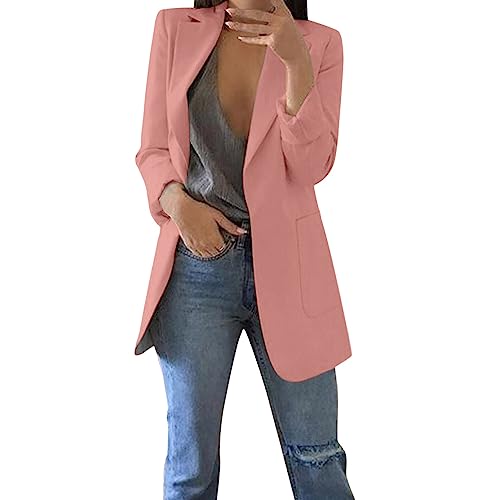 TDEOK Oversize blazer dames zwart dames blazer sportieve lange blazer blazer jas lange blazer getailleerde zomerblazer lange klederdrachtblazer sweatblazer katoen casual sweatblazer business,