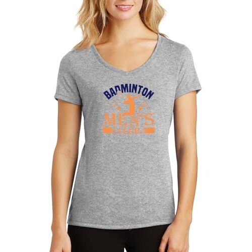 ENTROPIJA Badminton Sport V-hals Dames T-shirt Klassieke pasvorm Top Art, Grijs, XL