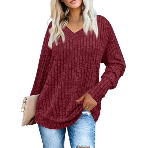 SOYNIA Trui Trui Vest voor Vrouwen Sweatshirts V-hals Lange Mouw Shirts Losse Casual Mode Trui Truien