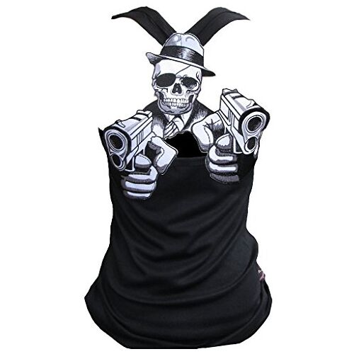 d'Rockabilly Punk Rock Baby Rockabilly Punk Rock Baby Dames Zwart Tank Top Shirt Crime Gun Skull