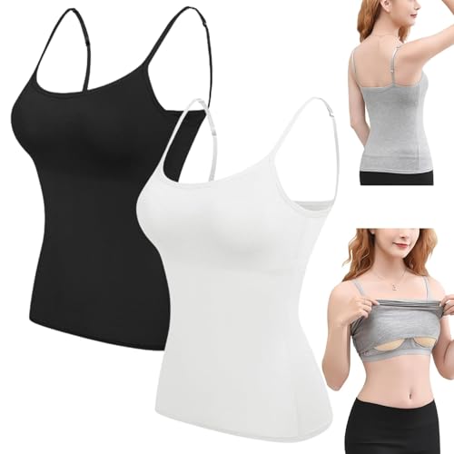 CAMPMINE Tank met ingebouwde beha, hemdjes met ingebouwde beha, tanktop met ingebouwde beha voor vrouwen, tank met ingebouwde beha, 2-in-1 vest, F, XL