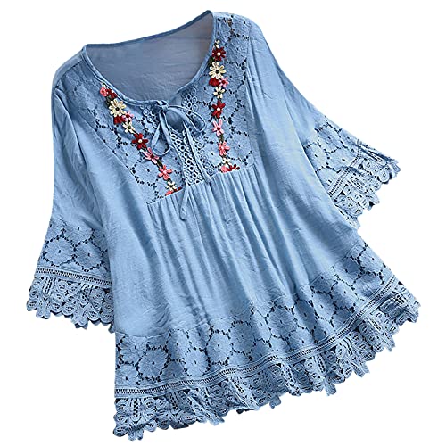 Generic 2024 Damesblouse Blouses Shirt Oversized damesblouse, Blauw, S