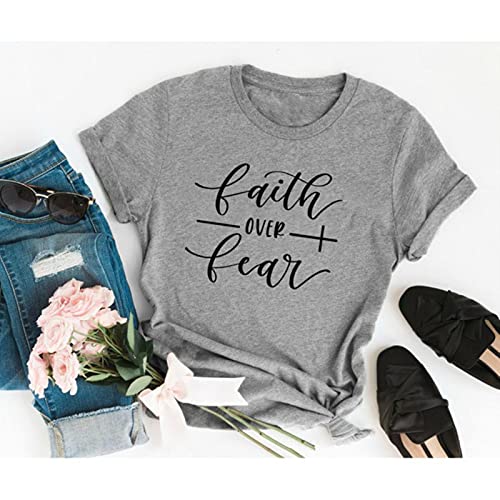 Zouyuan Christian T-shirt Religie Kleding voor Vrouwen Geloof Shirt Grafische Fearless Slogan Vintage Grunge Tops Meisje Tees