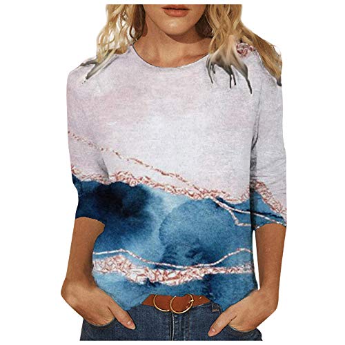 Generic 2024 AI Casual, middellange mouwen, bedrukt, modieus T-shirt met ronde hals, lente-damestops, damesblouse aanbiedingen bliksemaanbiedingen vandaag dames, wit, L