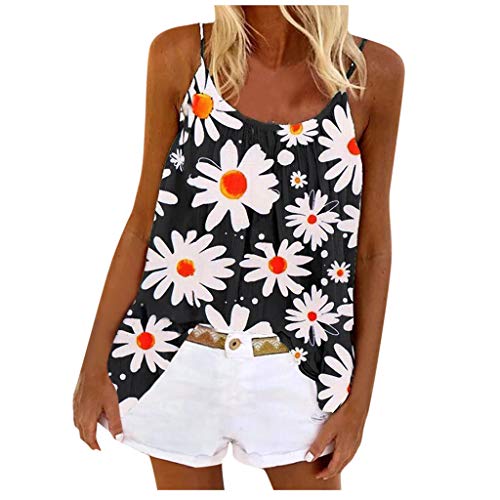 IQYU Mouwloze dames zomertops met ronde hals vrouwen vest elastische tanks tops zomer tanktop casual mouwloos vrije tijd blouse klassieke tanktops zacht vest party damesvesten trendy T-shirt, zwart, XXL