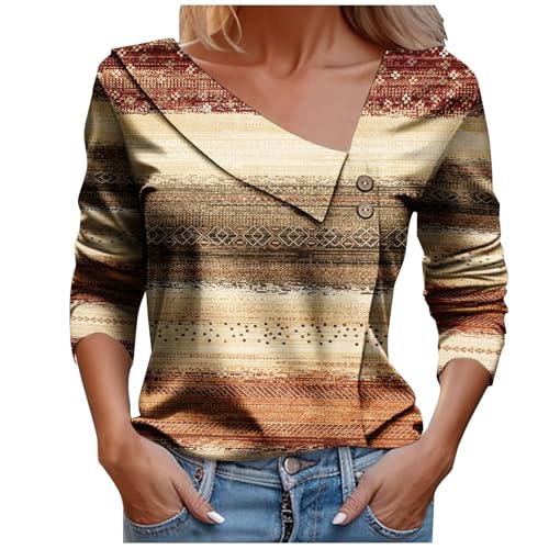 MaNMaNing Dames T-shirts Elegant Dames Korte Mouw T-shirt Casual Persoonlijkheid Losse Persoonlijkheid Comfortabel Mode V-hals Zomer Base Tee Blouses, Bruin, 3XL