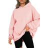 NEYOUQE Dames oversized hoodies sweatshirts lange mouwen effen trui winter, C-roze, XL