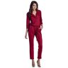 Lemoniade elegante jumpsuit met lange mouwen, elegante pasvorm en ongebruikelijke accenten, Model 2 karmijnrood, S