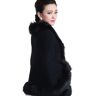 Ailan Namaakbont Winter Warm Vest Poncho Warm en modieus Dames Namaakbont Poncho Katoen Comfortabel om te dragen, zwart