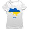 lepni.me T-shirt voor dames Oekraïense Vlag Kaart van Oekraïne met het Kiev Hart Symbool Oekraïense Kleding (M Wit Veelkleurig)