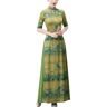 BMOZRM Ao Dai Vietnamese Jurk Cheongsam Traditioneel Chinese Jurken Temperament Qipao Voor Dames Tet Nieuw Maanjaar (Color : Green, Size : XXL)