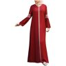 Generic 2024 Maxi Abaya Jurken Vintage Jurk Bloemen Gedrukt Lange Vrouwen Moslim Kaftan Moslim Kleding Burka Hijab, Rood, 4XL