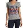 Atspauda Truth is not Determined by Meerderheid Stem Verkiezing Slogan Dames Katoen V-hals T-shirt Grijs, Grijs, S