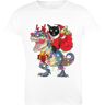 Pinitotee Kat Rijdt Op Een Dinosaurus T Rex Dames Wit T-Shirt Dames T-Shirt Normaal