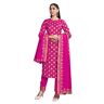 STYLE INSTANT Indian Kurti voor dames met broek en Dupatta   Rayon bedrukte Kurta Kurtis voor vrouwen tuniek set, roze, XXL