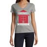 Atspauda Home Quarantaine House Lock 2020 Ziekte Pandemie Dames Katoen V-hals T-shirt Grijs, Grijs, XL