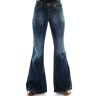 COMYCOM Dames Jeans met Schlag Star Burn, donkerblauw, 34W x 34L