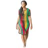 Clossy London Clossy Londen Rasta Multi kleuren Rihanna Werk Jurk Zijkant Slit Dames String mesh Visnet Midi