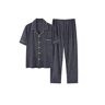 VOSMII Pyjama Pyjama Heren Casual Pyjama Set Zomer Korte Mouw Pyjama Shorts Thuis Set Pyjama Pyjama Pyjama, Blauw, 3X