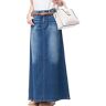 TOBILE Rokken Lange Casual Denim Rok Lente A-lijn Lange Maxi Rokken Voor Vrouwen Jeans Rokken, Blauw, M