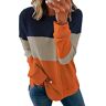 NEYOUQE Damestrui met lange mouwen, kleurblok, ronde hals, sweatshirt, A01 oranje, XL